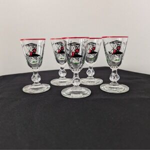Vintage Libbey 1901 Ford Model T Horseless Carriage Shot Glasses Set Of 5